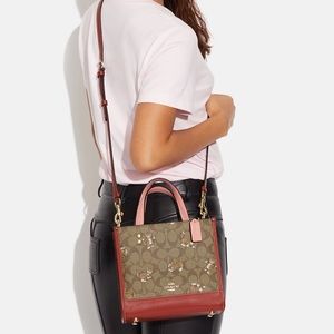 Coach Dempsey Tote 22 In Signature Canvas With Dancing Kitten Print
